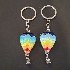 Colorful 3D Hot Air Balloon Keychains Silver/Gold